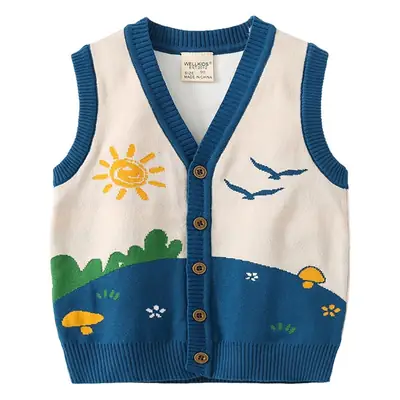 Boys Cotton Vest Yellow Orange 2023 Autumn