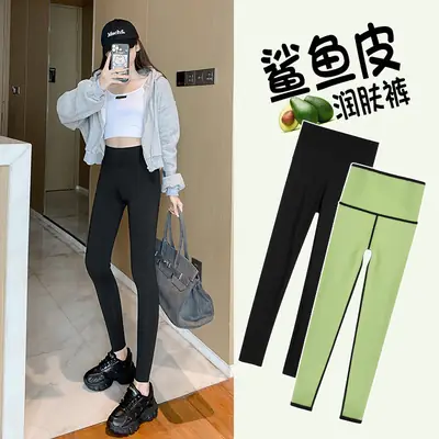 Velvet Shark Pants Women's Outerwear Autumn Winter Thickened High Waist Pressure Slim Leg Yoga Barbie Pants Women's Leggings Wholesale