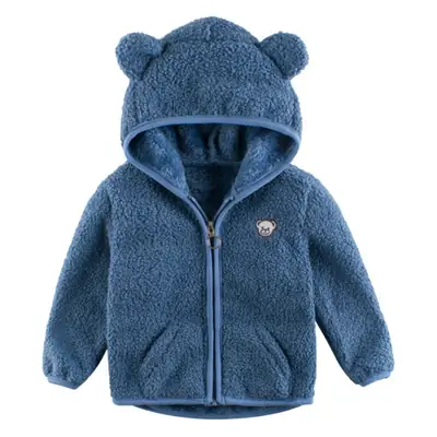 Kids Bear Ears Fleece Hoodie Brown 27"