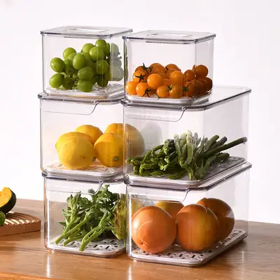 Transparent Refrigerator Storage Box with Lid for Vegetables Fruits