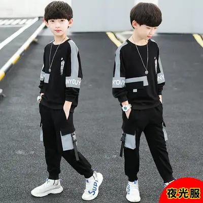 Children's Boys' Spring Suit 2021 New Arrival Boys' Big Boy's Autumn Korean Style Foreign Handsome Sweater Internet Popular Fashion