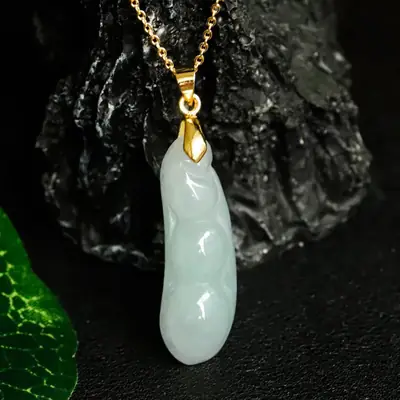 Guan Yu Natural Jade Pendant Four Seasons Bean Myanmar Grade