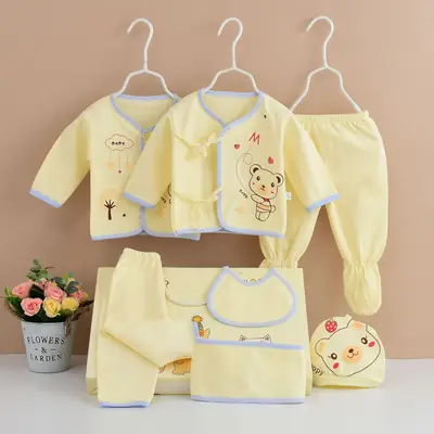2025 Four Seasons Infant Cotton Plaid Seven-Piece Set