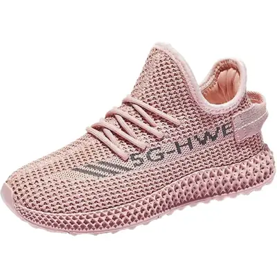 Women Running Shoes Pink Lace Up 5G-HWET