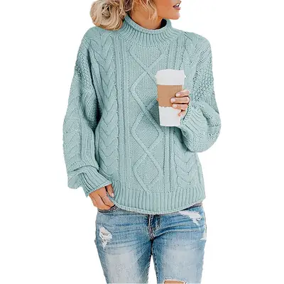 2023 Knitted Turtleneck Pullover for Women Black