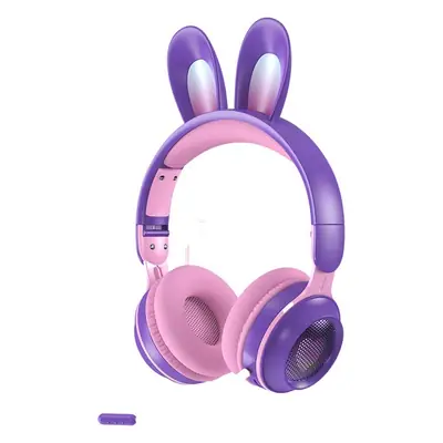 Rabbit Ear Bluetooth Headphones Pink Foldable with Card Slot