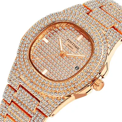 Men's Diamond Strap Watch with Gypsophila Steel & PINTIME Dial