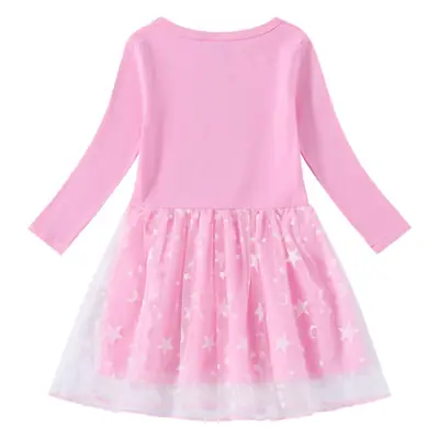 Pink Cotton Star Moon Dress for Girls
