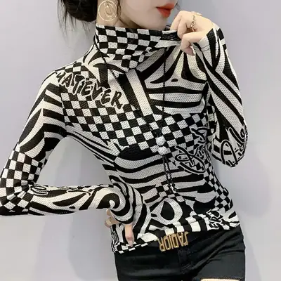 Women European Leopard Print Collar T-Shirt