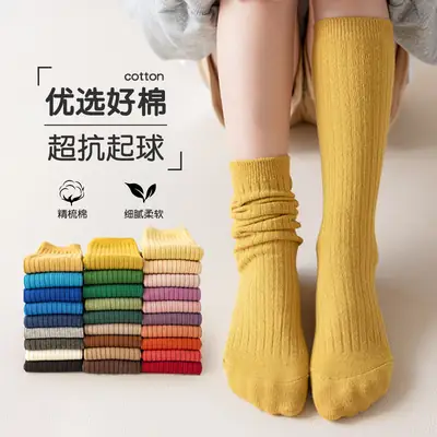 2025 Summer Double-Needle Stockings Green Cotton Baby Socks