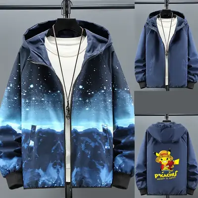 Men 2-Sided Hooded Jacket Starry Night Design