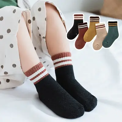 Children's Winter Cotton Daisy Socks 5 Pair Warm Baby Socks