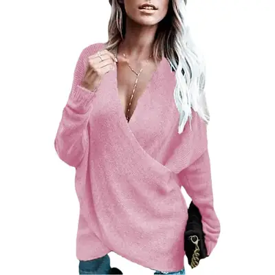 Women's New Knit Outerwear V-Neck Grey 2024