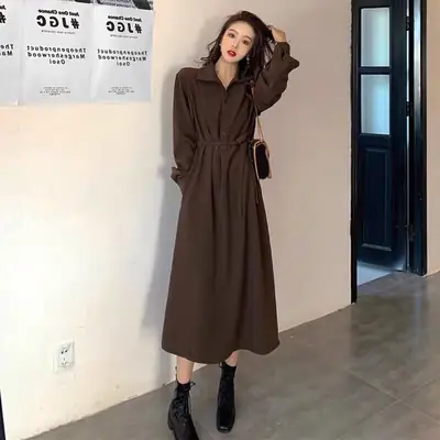Women Long Sleeve Tie Belt Coat Black Fat Size