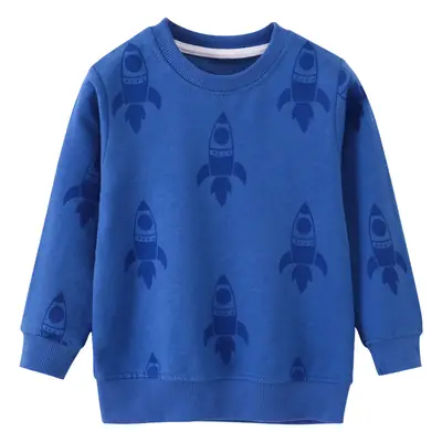 Blue Rocket Print Boys Long Sleeve Sweater Top