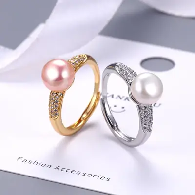 Japanese Pearl Ring with Micro-Inlay Design