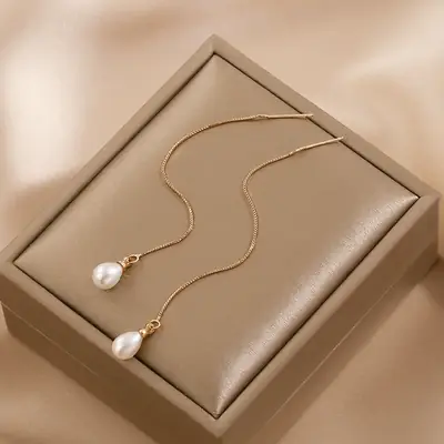 S925 Silver Pearl Earrings for Women Elegant Long Design