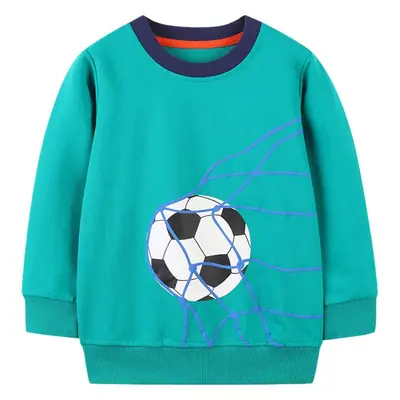 European American Style Boys Sweatshirt Autumn Printed Teal
