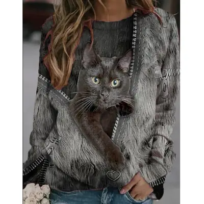 2023 Cat Printed Crossbody Jacket for Women