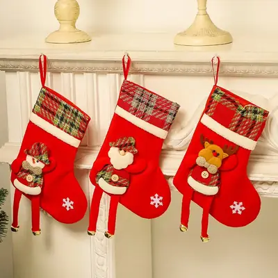 Christmas Candy Socks Red Medium Gift Decor
