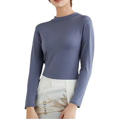 Women's Purple Modal Half Collar T-Shirt Medium