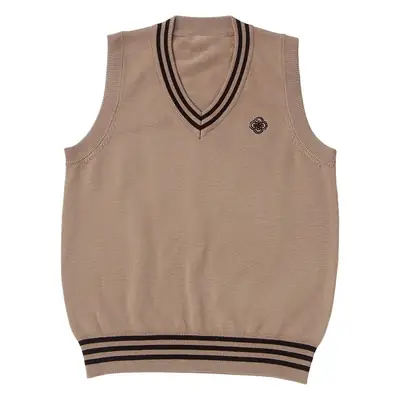 Women's V Neck Knitted Vests Beige Spring Fall