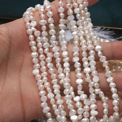 Natural Freshwater Pearl 4-5mm Baroque Shaped Semi-Finished Beads