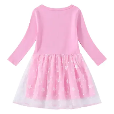 2023 Cotton Princess Dress for Girls Light Blue Star Moon Design