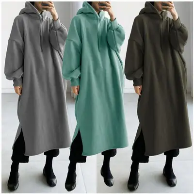 2023 Fleece Mid-Length Hoodie Green