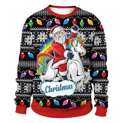 2024 Christmas Santa Digital Print Pullover Top