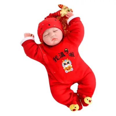 Red Cotton Dragon Baby Long Sleeve Jumpsuit for Baby