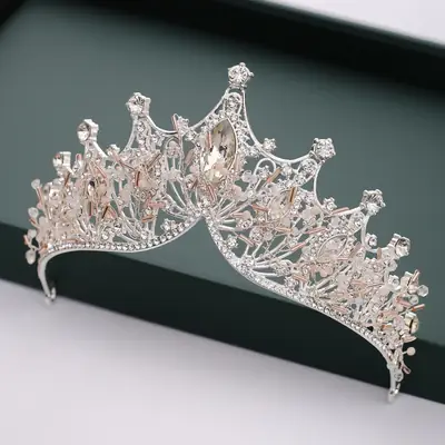Gold Crystal Flower Crown for Girls Princess Birthday Stage Accessory