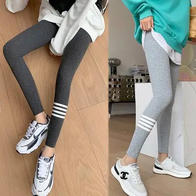 2021 Threaded Leggings Women Grey Hip Lifting Slimming