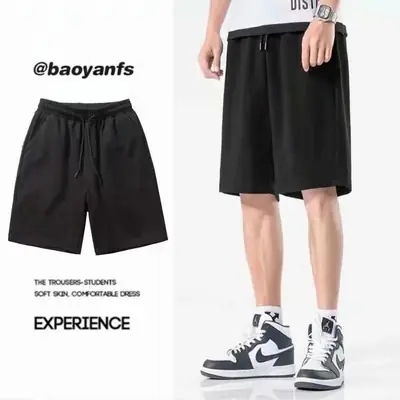 Men Black Casual Shorts Korean Style Quick Dry Sports Pants