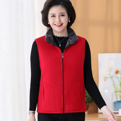 Middle-aged Women Velvet Vest Vest Jacket Winter Fleece Purple