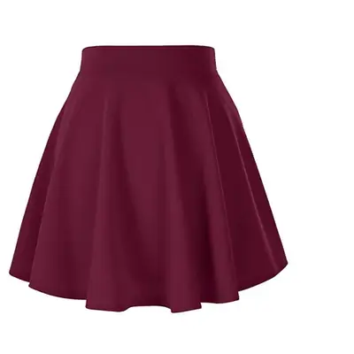 Maroon Flared Elastic Skirt for Women
