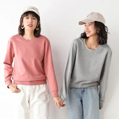 Yellow Long Sleeve Cotton Sweatshirt for Women