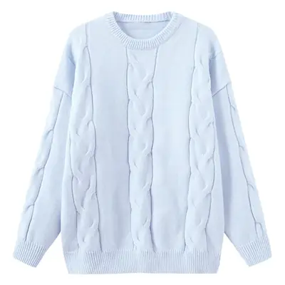 Soft Milk Blue Japanese Style Plus Size Sweater for Women