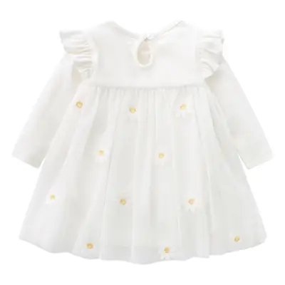 White Daisy Embroidered Baby Skirt Set