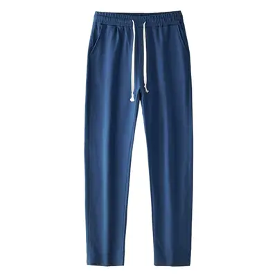 Men's Blue Pure Cotton Casual Trousers European Size