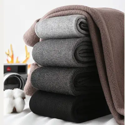 Women Grey Fleece Leggings Slim Fit Winter Warm