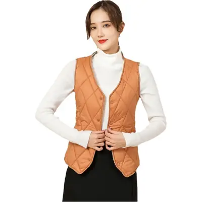 Women's Velvet Puffer Vest Grey 8021