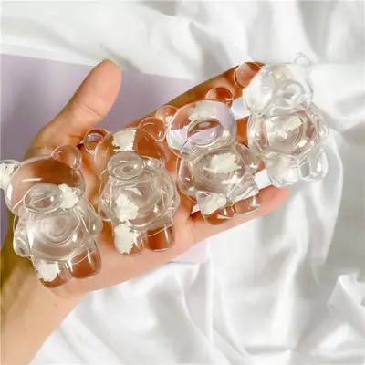 Transparent Bear Mobile Phone Holder with Pearl Chain