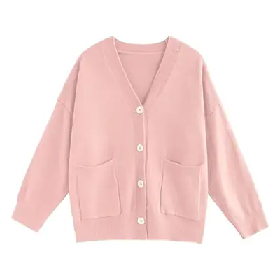 Girls Pink Knit Cardigan Long Sleeve School Outfit