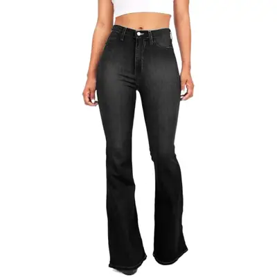 High-Waisted Bootcut Jeans for Women Black