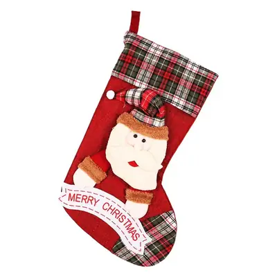 Christmas Stockings with Snowman Design Red Plaid