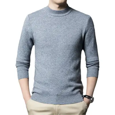 Men's Grey Knitted Sweater with 3/4 Sleeve