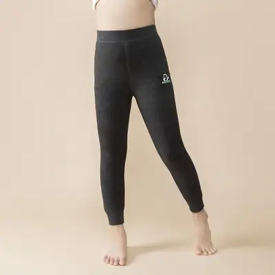 Thickened Thermal Pants for Boys Girls Black Patterned