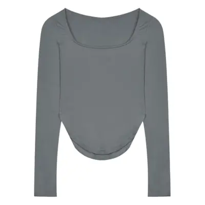 Women's U-Neck Long Sleeve T-Shirt Brown