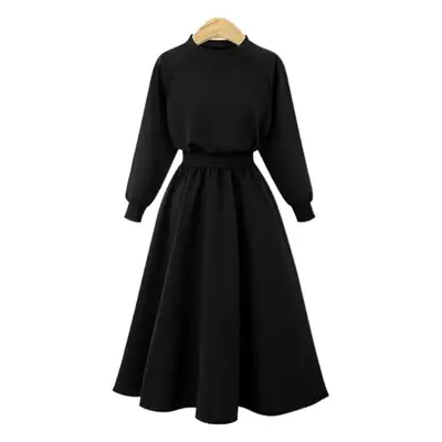 Long Sleeve Waist-Cinching Longwear Dress for Women Large